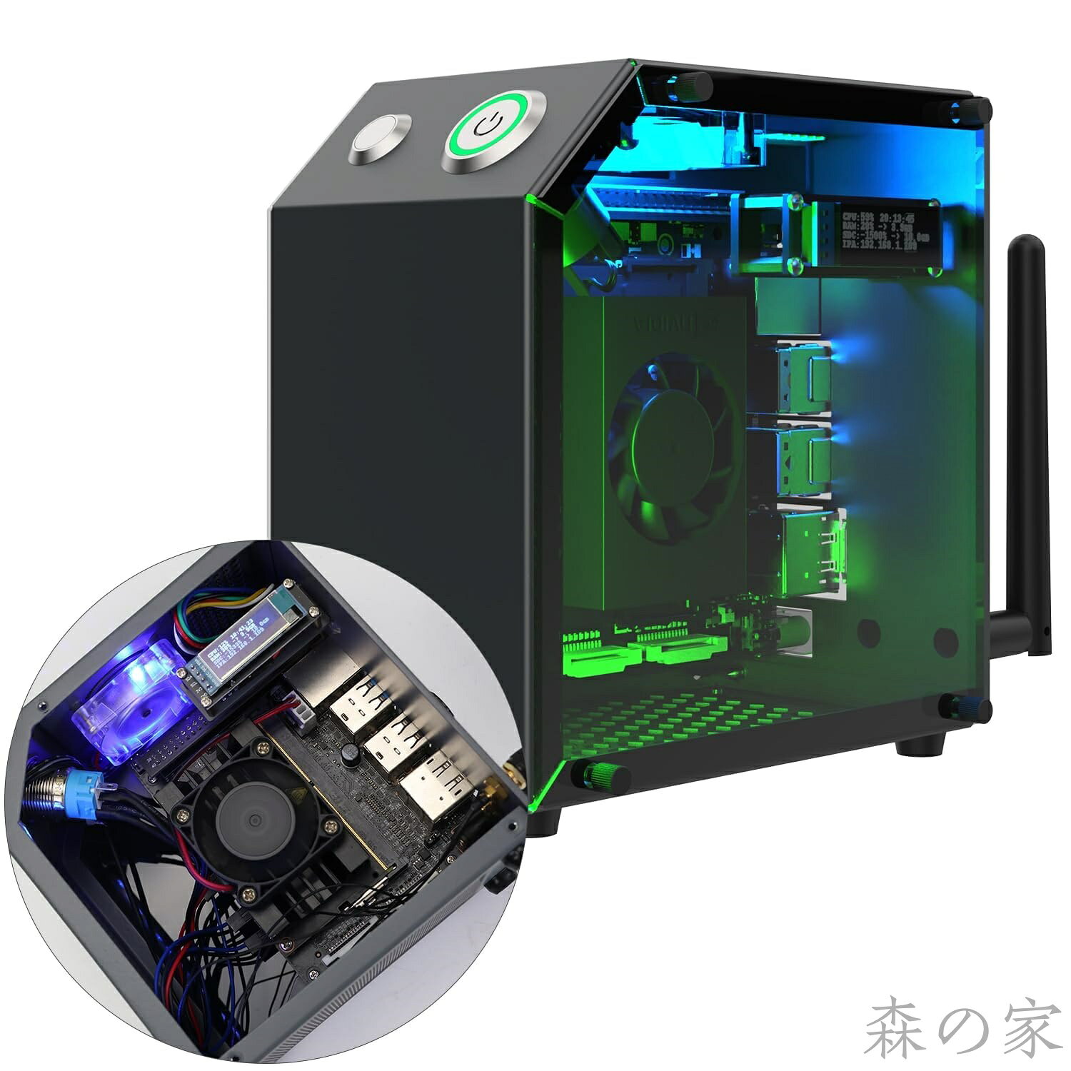 【送料無料】Yahboom ケース Jetson Nano Orin NX SUPER Xavier NX TX2-NX 放熱金属ミニ PC ケース 冷却ファンアンテナ付 RGB ライト OLED スクリーン OLED 画面表示データには情報のダウンロードが必要です