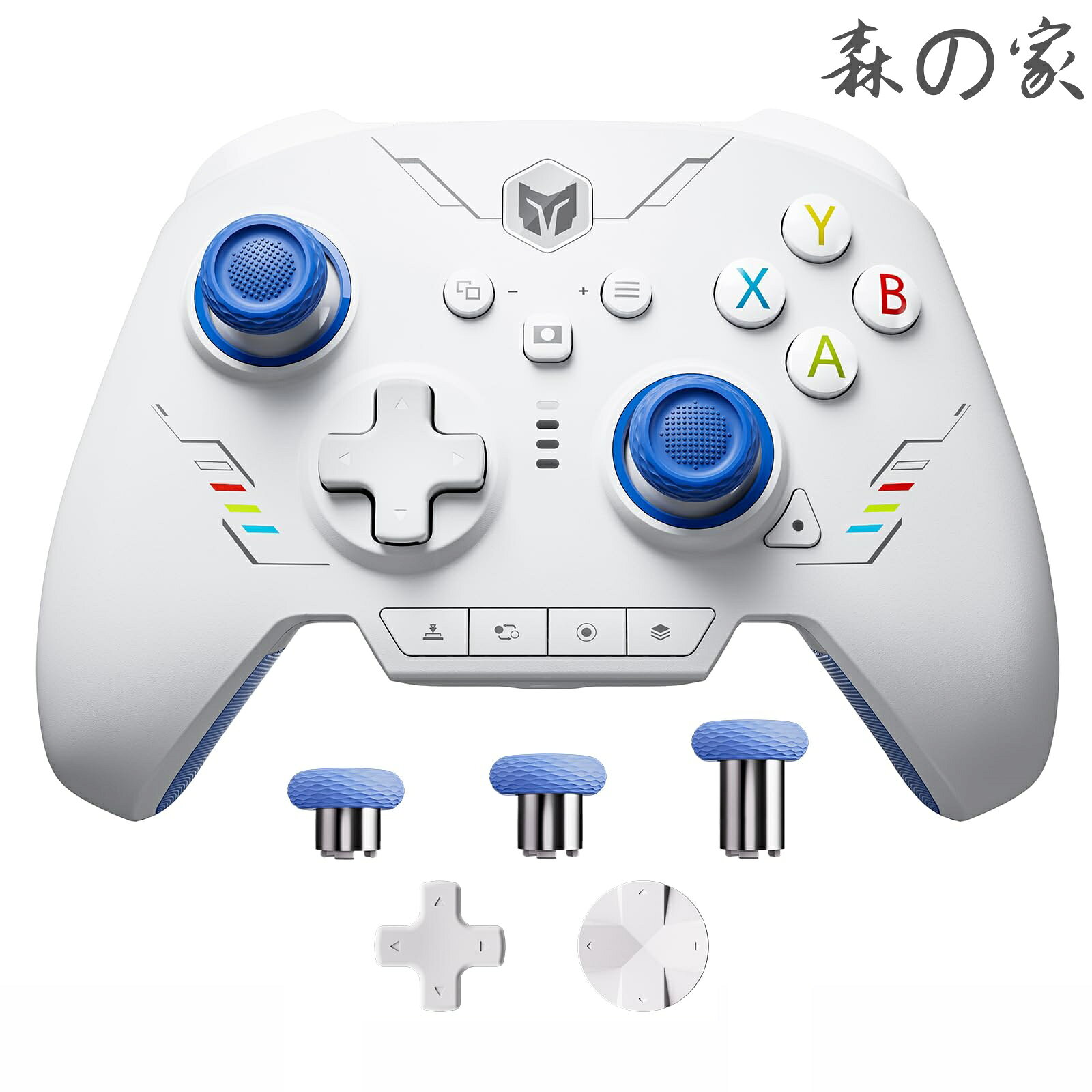 【送料無料】WON Rainbow 2 SE ワイヤレス コントローラー モーション コントロール、ホール効果トリガー、12 ビット ADC、ジョイスティック 3 セット、4方向十字キー、8方向十字キ、PC APP、ゲームパッド Switch/Android/iOS 用