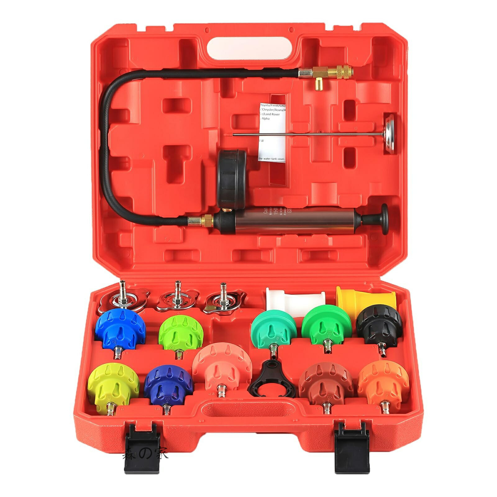 Rakuten - 【送料無料】Motor Tech 18PCS のラジエーター ポンプ圧力テスターのキット、自動車の冷却装置水漕の漏出検出のための圧力漏出テスターの工具セット