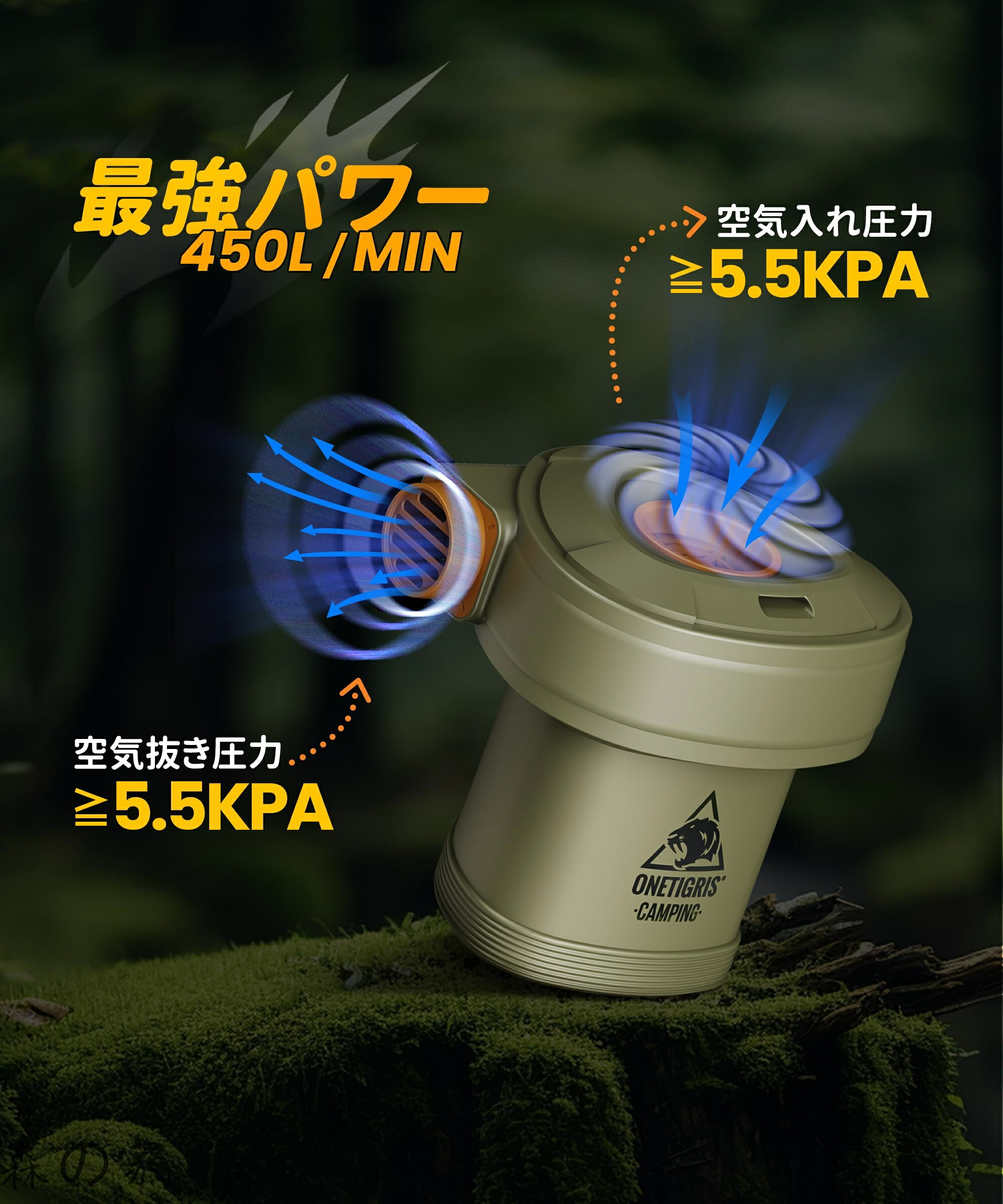 【送料無料】ECOPLUSE 電動エアーポンプ キャンプ電動ポンプ Type-C充電式 450L/mi...