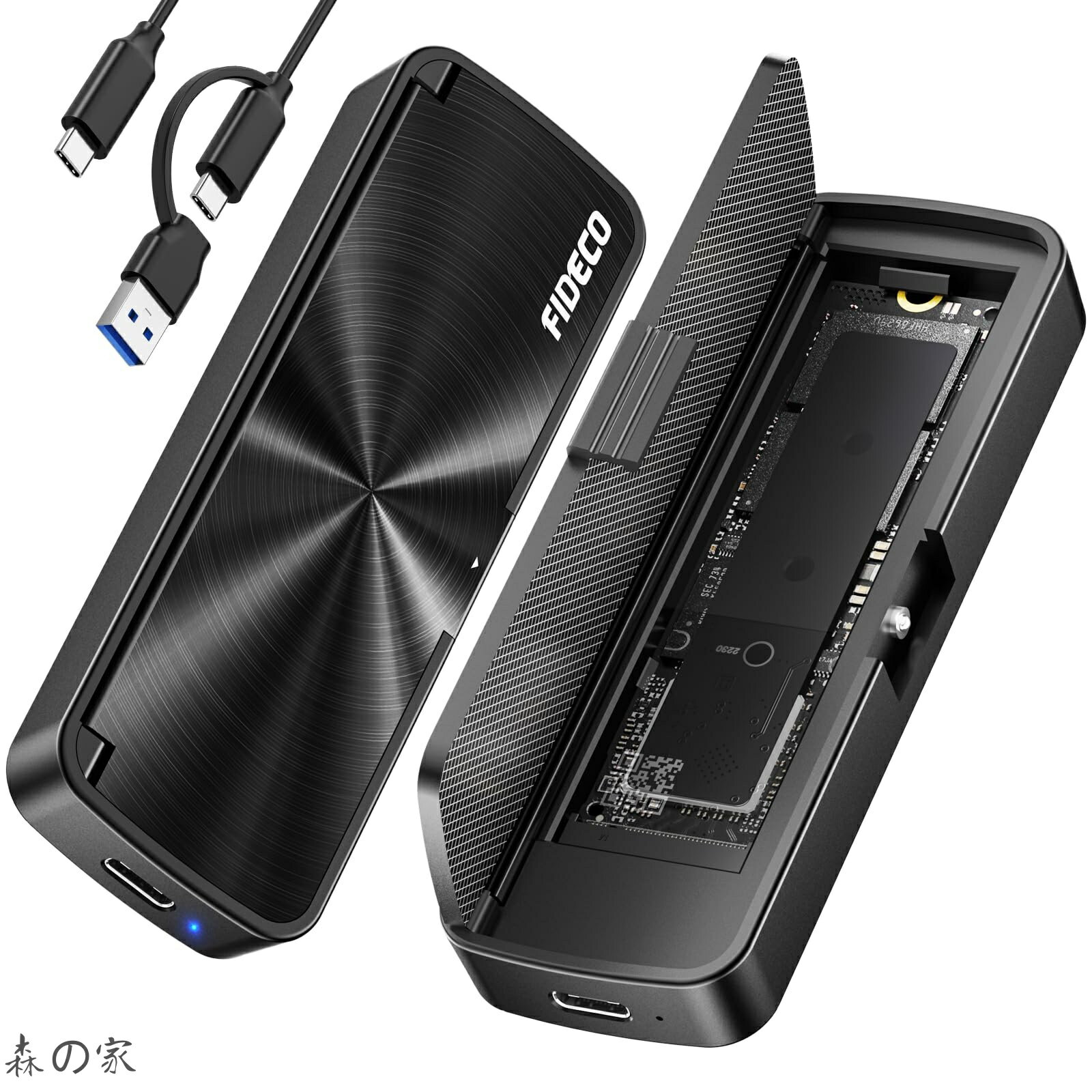 【送料無料】FIDECO M.2 NVMe SSD 外付けケース USB 3.2 Gen2 10Gbps高速データ転送 M＆M Bキー対応 SSDリーダー 2230/2242/2260/2280 SSD ケース M.2 NVMe - USBアダプター サンドイッチスタイルのデザイン UASP TRIM をサポート 工具不要の簡単取り付け