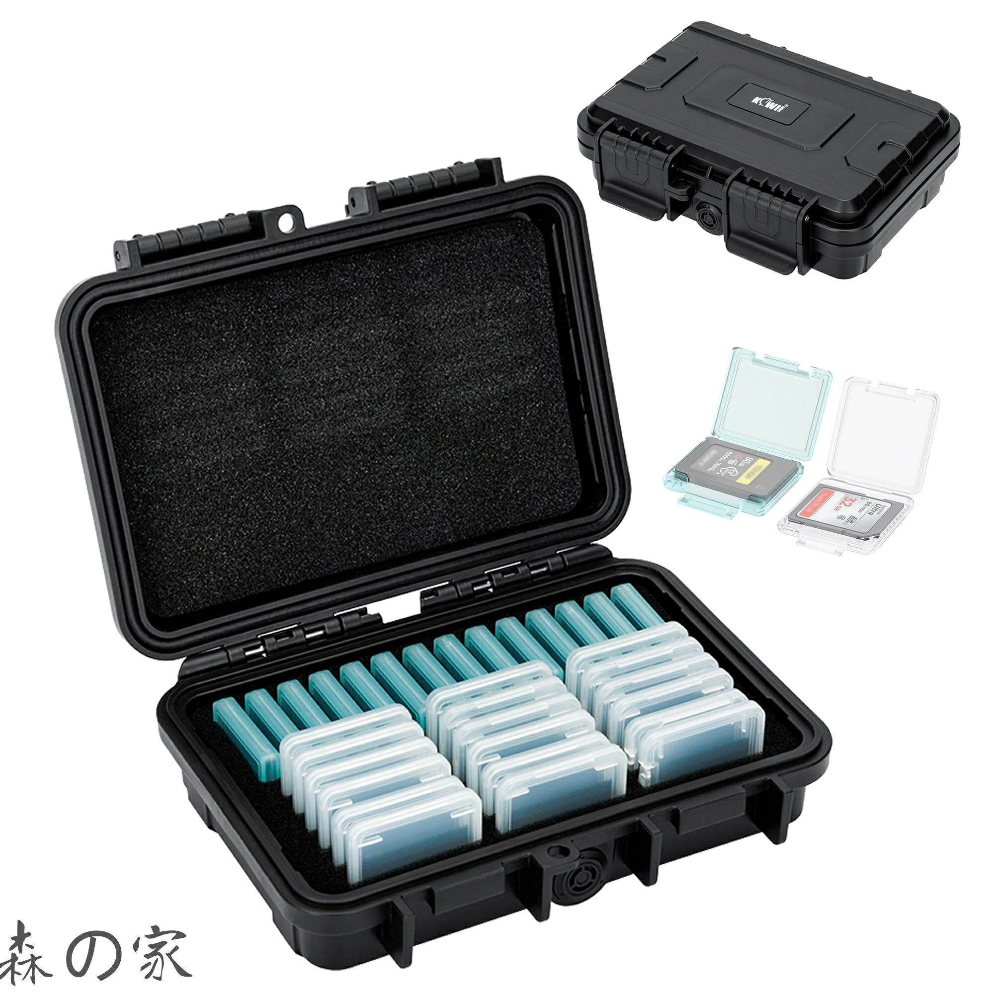Rakuten - 【送料無料】KIWIFOTOS 32スロット メモリーカードケース 大容量 18枚 SDカード + 14枚 CFexpress Type A カード 収納ケース cfタイプa ケース SDカードケース クリアケース 耐衝撃 軽量 防滴 防塵 携帯便利