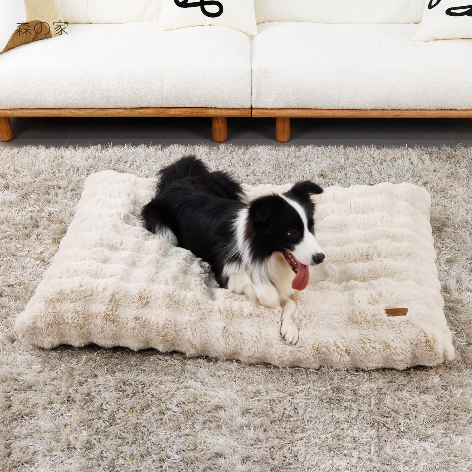 Rakuten - 【送料無料】犬用ベッド 大型犬 特大 防水 洗える 120x90cm ベージュ ペットベッド クッション 冬 噛んでも破れない マット 通年