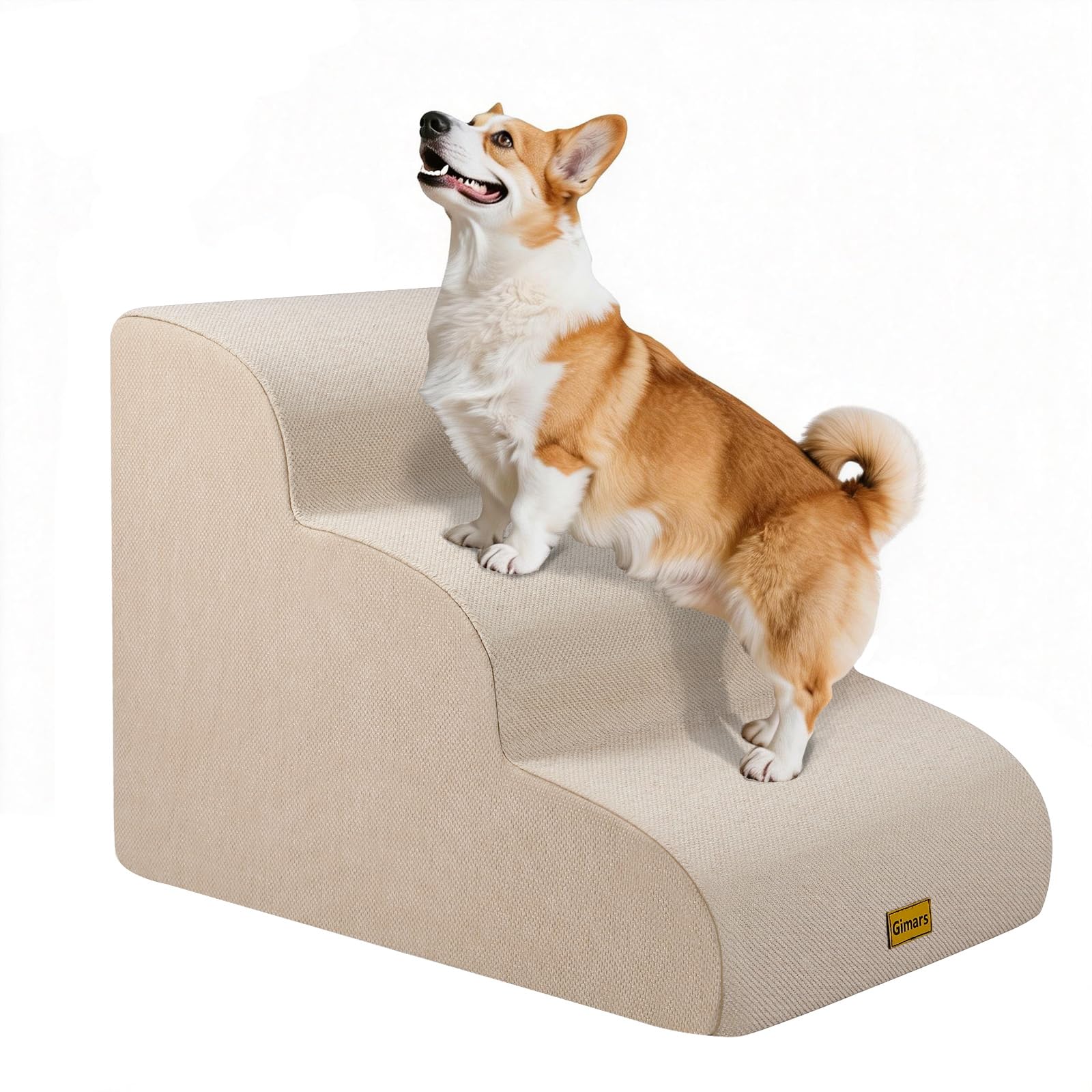 Gimars 犬 階段 3段タイプ 30D高密度リバウンドスポンジ 小型犬・高齢犬用 ドッグステップ ソファ・ベッド用 滑り止め付き 洗えるカバー 関節保護 ペットステップ