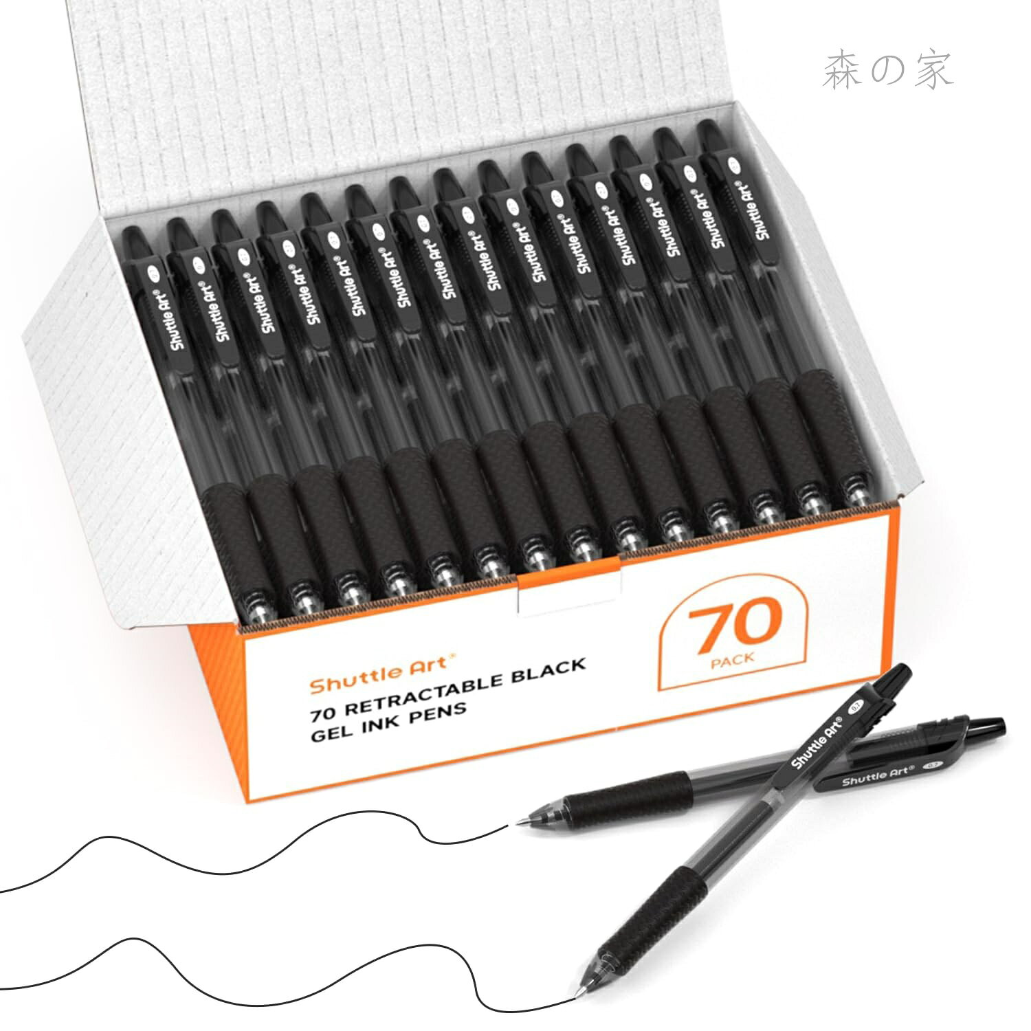 Rakuten - 【送料無料】Art ジェルボールペン ゲルペン ゲルインク ノック式 黒 70本セット 0.7mm 速乾 クリップ付き 手帳 ノート グラフ スケッチ 事務用 筆記具用