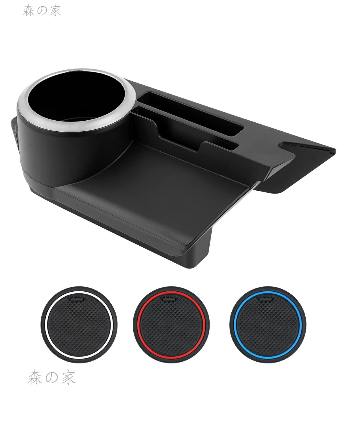 Rakuten - 【送料無料】トヨタ ライズ RAIZE ドリンクホルダー カップホルダー 車用 2020年新型モデル A200A A210A 2019.11-現行 コンソール 増設カップホルダー 増設キット 携帯入れ カード収納 カスタムパーツ 内装パーツ ラバーマット3枚付き メーカー直営