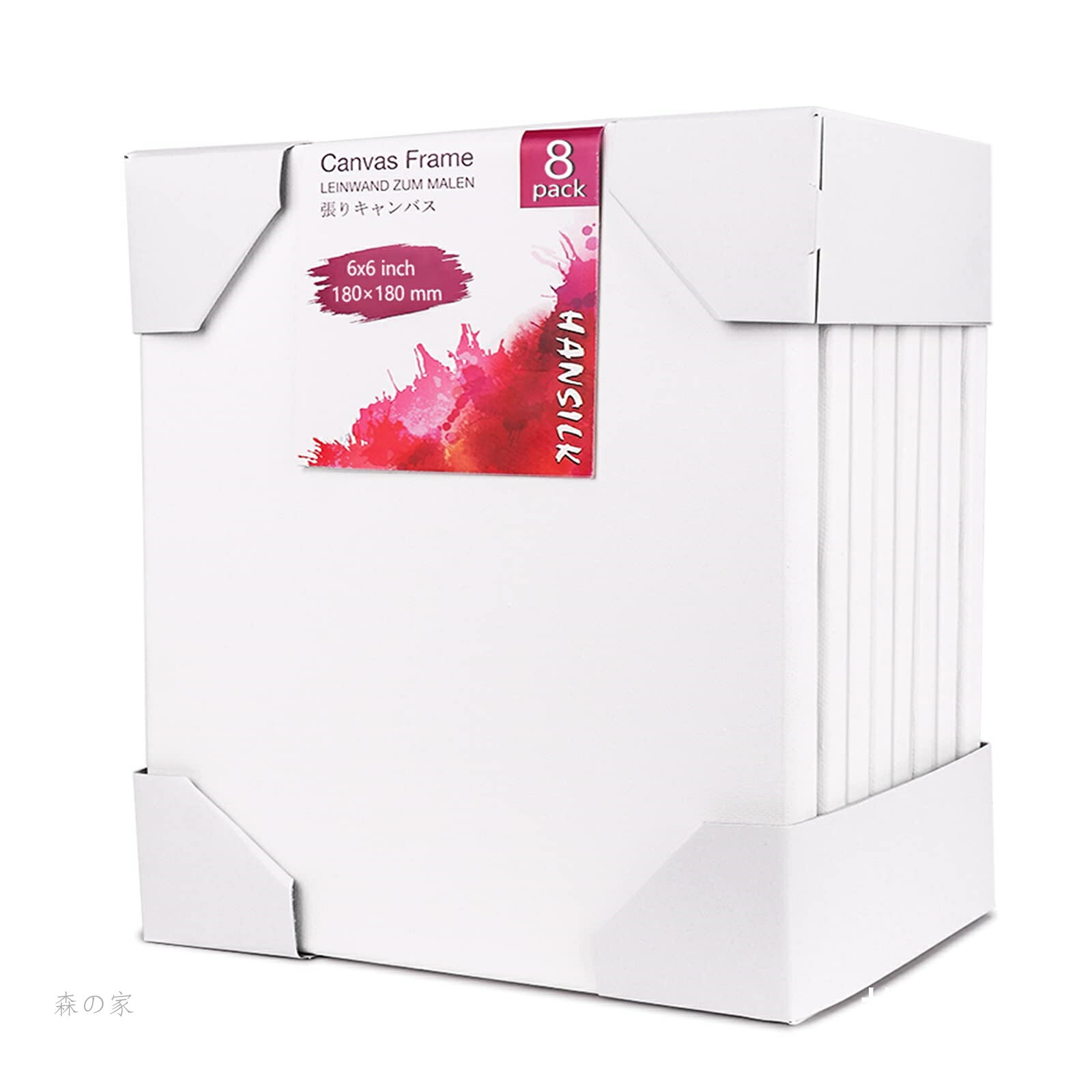 Rakuten - 【送料無料】S0 8枚/セット 張りキャンバス 180mmx180mm キャンバス画材 絵画ボード ライト木枠 中目 油彩・アクリル兼用 化繊綿 絵画 描画 油絵 画布