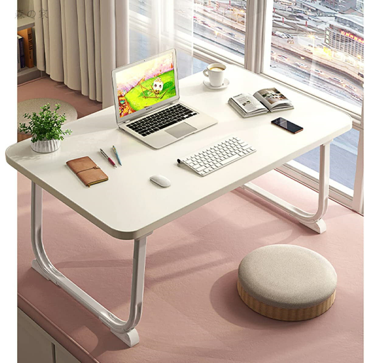 Rakuten - 【送料無料】折畳テーブル 机 折りたたみ ミニテーブル折りたたみ テーフ゛ル 一人暮らし 机 低い 多機能 折畳み 机 ちゃぶ台 小さめ ベッドテーブル 座卓 完成品 軽量 学習 ベッド ソファ 食事 利用可 (ホワイト 60X40X28cm)