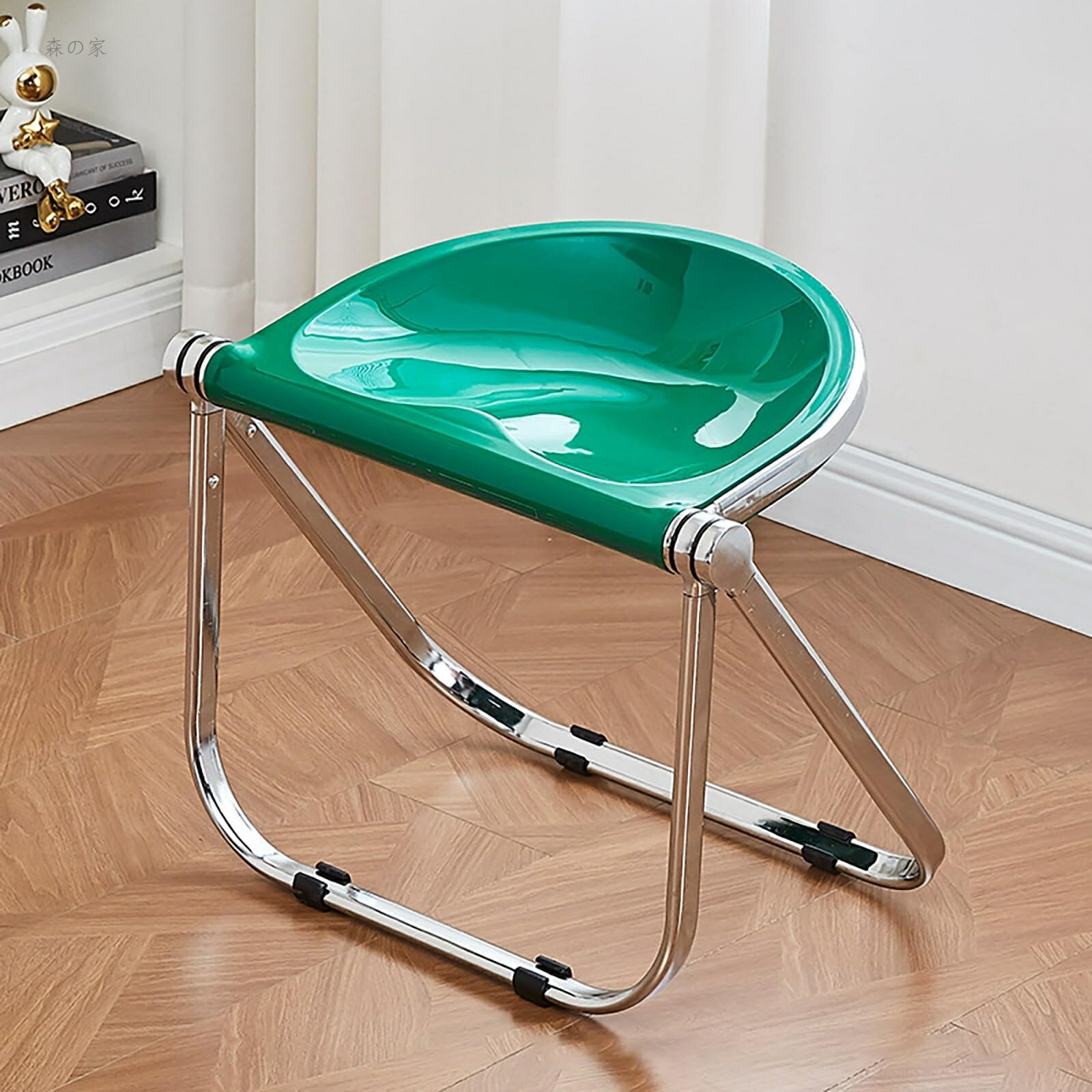 Foldable Chairs - 【送料無料】パイプ椅子 折り畳み 折りたたみ椅子 パイプイス クリアチェア スタッキングチェア コンパクト収納 金属製 おしゃれ 北欧 チェアー オフィス リビング 部屋 (グリーン)