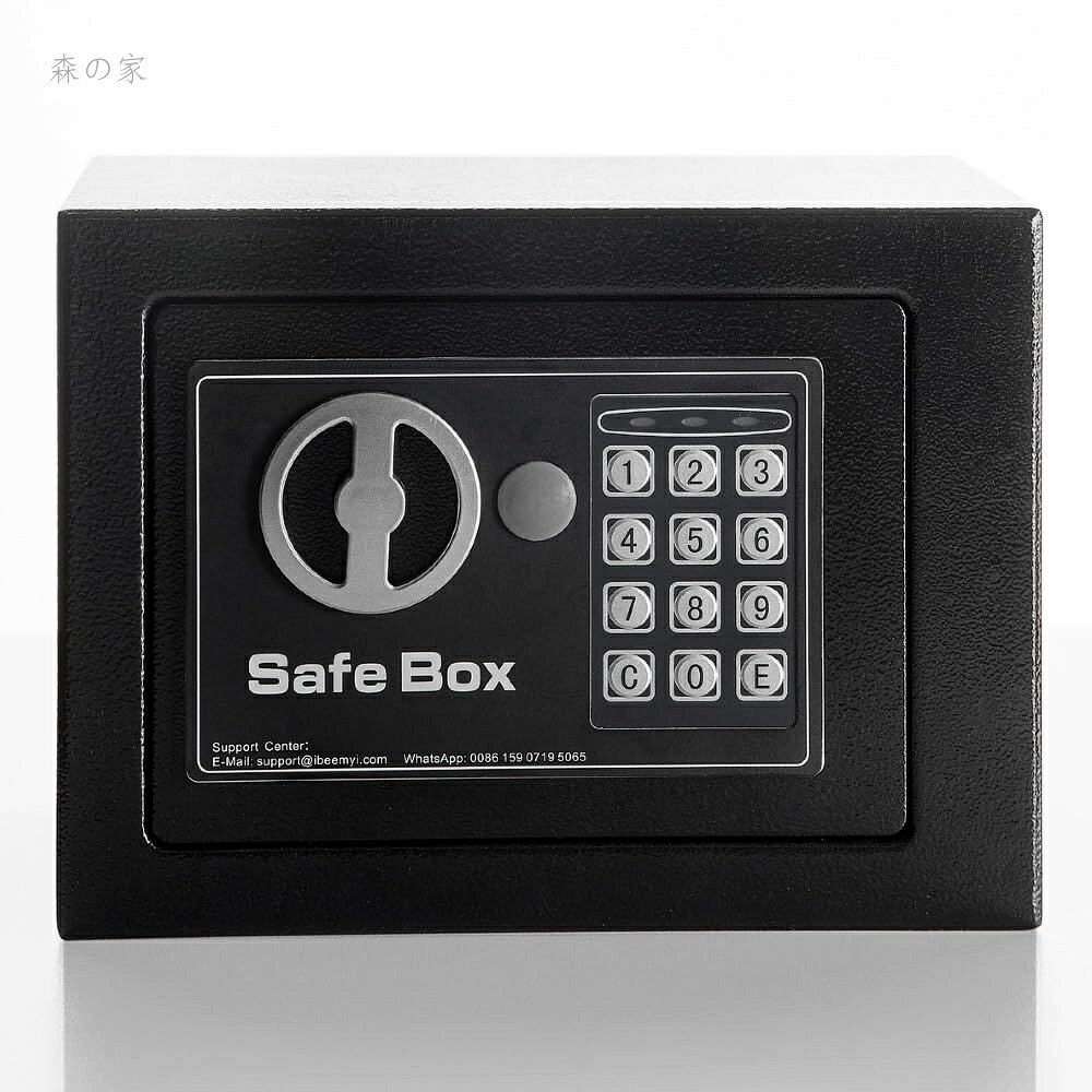 Rakuten - 【送料無料】小型 家庭用 電子テンキー式 ミニ 金庫 家庭用 日本製 6L小型 safe 簡易 壁付け対応 保?箱 保??ホテル 子供用・学生用 店舗用 緊急キー2本 日本語説明書付 アンカーボルト*2本 (ブラック 6L)