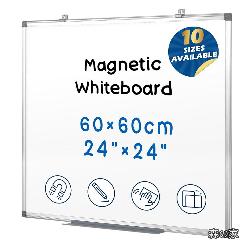 【送料無料】SWANCROWN ホワイトボード 壁掛け Whiteboard マグネットボード 家庭用 白板 大型 無地 縦横両用 600mm x 600mm（適格請求書発行可）