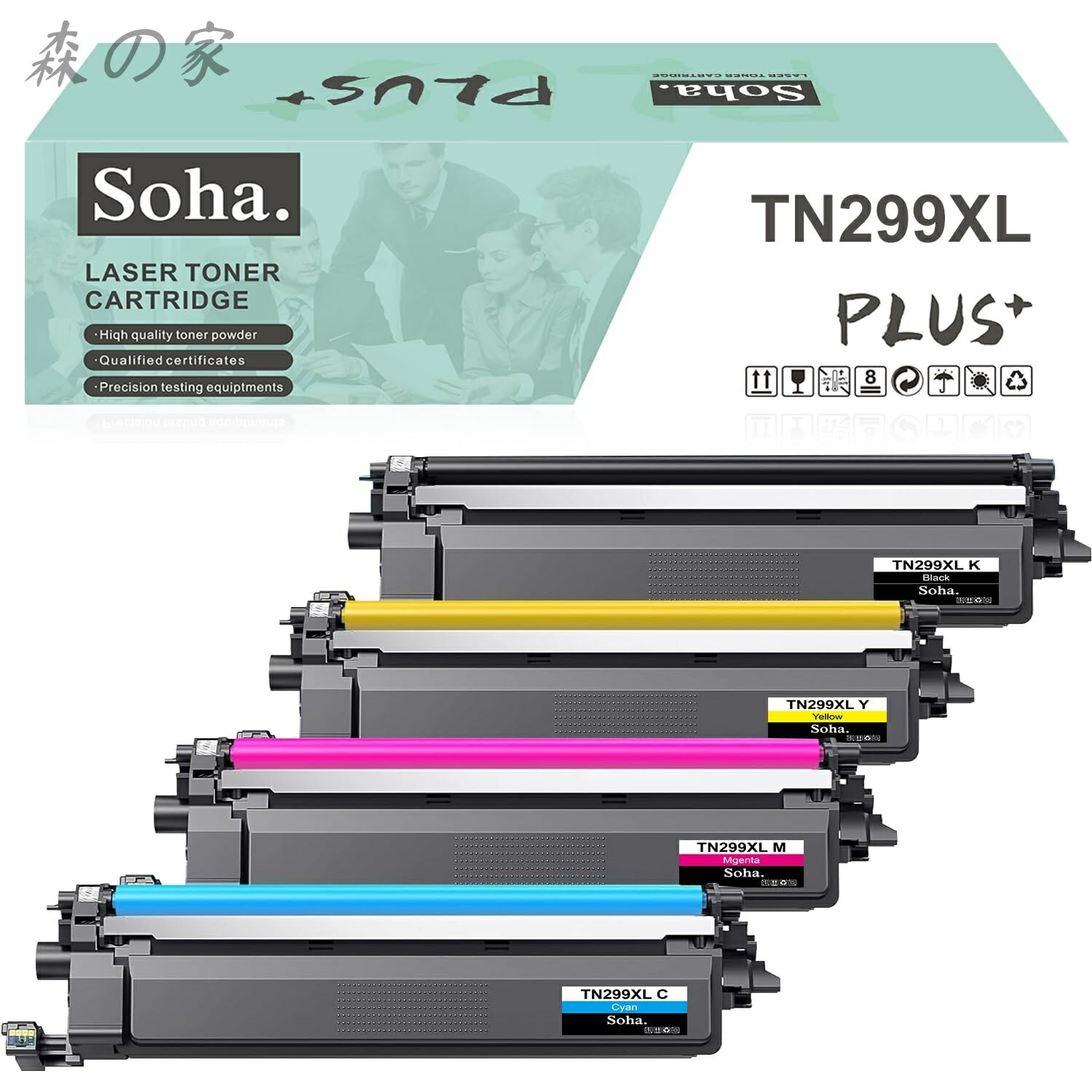 Rakuten - 【送料無料】Brother用 TN299XL（ TN-299XL ) 大容量 互換トナー 4本セット　印刷可能枚数：ブラック：3000枚ぐらい/本 カラー：2300枚ぐらい/本 大容量（A4用紙で5％印字率の場合）対応機種：HL-L3240CDW、MFC-L3780CDW ICチップ搭載 【Soha.】