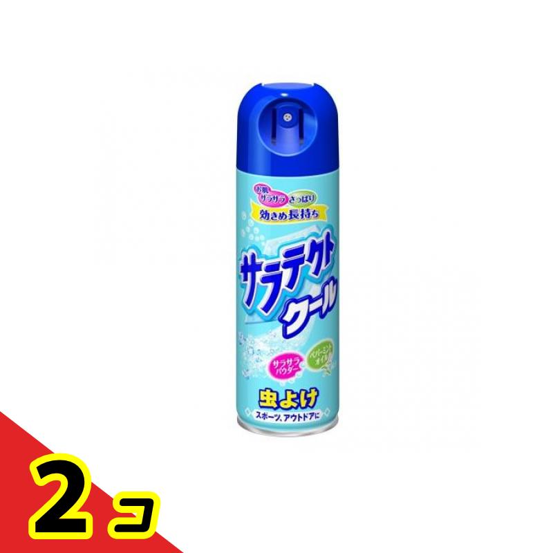 【商品名】 サラテクト クール 【効能・効果】 蚊、ブユ（ブヨ）、アブ、ノミ、イエダニ、マダニ、サシバエ、トコジラミ（ナンキンムシ）の忌避 【消費者相談窓口】 アース製薬株式会社 お客様窓口 TEL：0120-81-6456 受付時間：9：00-17：00(土、日、祝日を除く) 【製造販売会社】 アース製薬（EARTH） 【ご使用について】 【使用方法】 ・初めて使う時は、キャップ上部の安全弁を取り除いてからご使用ください。 ・使用前に缶をよく振って、腕・足などには約15cmの距離からスプレーし、顔・首筋には、手のひらにスプレーしてお肌にぬってください。 【成分・添加物】 BG、無水ケイ酸、グリセリン脂肪酸エステル、アロエエキス（1）、メントール（清涼剤）、香料（ペパーミントオイル配合）、無水エタノール、LPG 【相談すること】 ●目に入ったり、飲んだり、なめたり、吸い込んだりすることがないようにし、塗布した手で目をこすらないこと。 万一目に入った場合には、すぐに大量の水又はぬるま湯でよく洗い流すこと。また、具合が悪くなる等の症状が現れた場合には、直ちに、本品にエタノールとディートが含まれていることを医師に告げて診療を受けること。 【その他の注意】 ●定められた使用方法を守ること。 ●漫然とした使用を避け、蚊、ブユ(ブヨ)等が多い戸外での使用等、必要な場合にのみ使用すること。 ●子供(12才未満)に使用させる場合には、保護者等の指導監督の下で、以下の回数を目安に使用すること。なお、顔には使用しないこと。 ・6ヵ月未満の乳児には使用しないこと ・6ヵ月以上2才未満は、1日1回 ・2才以上12才未満は、1日1-3回 ●目の周囲や粘膜、傷口にスプレーしないこと。 ●噴射気体を直接吸入しないこと。 ●同じ皮膚面に続けて3秒以上スプレーしないこと。 ●変色のおそれがあるので、腕時計等のプラスチック製品、ストッキング等のポリウレタン配合衣類にはかけないこと。 ●肌にかぶれなどの異常が生じた場合は、使用を中止すること。 【保管及び取扱い上の注意】 ●直射日光(車の中等)や火気を避け、子供の手の届かない涼しい所に保管すること。 ●缶のさびを防ぐために、水周りや湿気の多い場所には置かないこと。 品質表示 ●効果・効能：蚊、ブユ(ブヨ)、アブ、ノミ、イエダニ、マダニ、サシバエ、トコジラミ(ナンキンムシ)の忌避 ●有効成分：1缶(200ml)中ディート4g (原液換算：10%) ●その他の成分：BG、無水ケイ酸、グリセリン脂肪酸エステル、アロエエキス(1)、メントール(清涼剤)、香料(ペパーミントオイル配合)、無水エタノール、LPG 火気と高温に注意 高圧ガスを使用した可燃性の製品であり、危険なため、下記の注意を守ること。 1.炎や火気の近くで使用しないこと。 2.火気を使用している室内で大量に使用しないこと。 3.高温にすると破裂の危険があるため、直射日光の当たる所やストーブ、ファンヒーターの近くなど温度が40度以上となる所に置かないこと。 4.火の中に入れないこと。 5.使い切って捨てること。 高圧ガス：LPガス 製品の特徴 「サラテクトクール 200ml」は、虫を誘う汗ばむお肌をサラサラ&さっぱりキープする虫よけです。やさしいつけ心地のまんまる粒子のピュアパウダー+ひんやり爽快ペパーミントオイル配合。3つ穴噴口で、むせにくく、ムラなくスプレーできます。保湿成分アロエエキス配合。医薬部外品。 使用方法 初めて使う時は、キャップ上部の安全弁を取り除いてからご使用ください。使用前に缶をよく振って、腕・足などには約15cmの距離からスプレーし、顔・首筋には、手のひらにスプレーしてお肌にぬってください。
