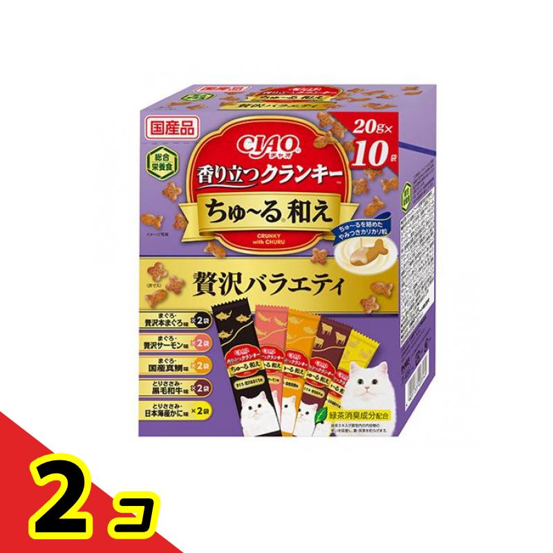 乐天商城 - いなば 猫用総合栄養食 CIAO香り立つクランキーちゅ～る和え 贅沢バラエティ 20g× 10袋入 2個セット