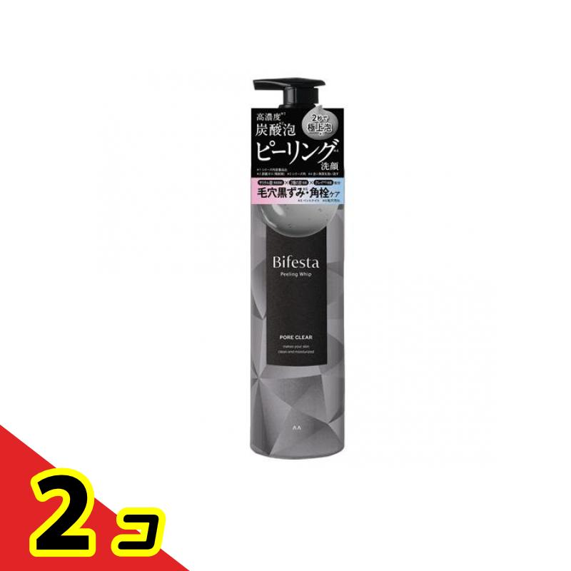 【商品名】 ビフェスタ 泡ピーリング洗顔 ポアクリア 【製造販売会社】 マンダム（mandom） 【ご使用について】 【使用方法】 (1)ご使用前にノズル部分のストッパーをはずしてください。 (2)缶を上下に強く振ってから（5回以上）手のひらに適量（ピンポン玉大程度）を取り、顔全体に泡を広げて洗い、その後十分にすすいでください。 ＜泡パック洗顔としても＞ 目の周りを避けながら泡をたっぷり肌にひろげ、そのまま20～30秒ほどおきます。その後洗い流すだけで極上の手触りつるん肌へ。 【使用上の注意】 ●お肌に異常が生じていないかよく注意して使用してください。傷やはれもの・湿疹等異常のあるときは使わないでください。使用中又は使用後日光にあたって赤味・はれ・かゆみ・刺激・色抜け（白斑等）や黒ずみ等の異常がでたら使用を中止し皮フ科医へご相談ください。そのまま使用を続けると症状が悪化することがあります。 ●目に入らないように注意し入ったときはすぐに洗い流してください。目に違和感が残る場合は眼科医にご相談ください。 ●低温・高温になるところには置かないでください。 ●泡に含まれるガスによりご使用中お肌にピリピリ等の刺激を感じることがあります。洗い流せばおさまりますがお肌に合わないときはご使用をおやめください。 ●天然由来成分の性質によりにおいや色味に変化が生じることがありますが品質には問題ありません。 ●吐出時炭の粒が不均一に見えることがありますが品質には問題ありません。 ●ノズルの口に炭が残留することがあります。 ●衣服やタオルなどにつくと着色の恐れがあります。ついた場合はすぐに洗剤で丁寧につまみ洗いをしてください。 ●乳幼児や認知症の方などの誤飲等を防ぐため置き場所にご注意ください。 【成分・添加物】 水、DPG、イソブタン、グリセリン、セテアリルアルコール、ラウリン酸ポリグリセリル-10、サリチル酸、ベントナイト、炭、ローズマリー葉油、チューベロースエキス、ミリストイルグルタミン酸Na、三リン酸5Na、ラベンダー油、ニオイテンジクアオイ油、バニリルブチル、ジプテリクスオドラタ豆エキス、二酸化炭素、ココイルグルタミン酸Na、ラウロイルアスパラギン酸Na、クエン酸トリエチル、エンピツビャクシン油、フェノキシエタノール 製品の特徴 ●Bifesta ビフェスタ 泡ピーリング洗顔 ポアクリア〈洗顔料〉 ●毎日使える泡ピーリング洗顔。 ●毛穴よりも小さいミクロの高濃度(*1)炭酸(*2)泡×サリチル酸(*3)配合のピーリングケア(*4)で、肌のくすみ(*5)・ざらつき・毛穴汚れを摩擦レスに洗浄。透明感のある手触りつるつるの肌へ。 ●黒のPORE CLEARは毛穴ケア特化タイプ。吸着成分の2種の炭とクレイ(*6)配合。頑固な角栓や毛穴の黒ずみ汚れをしっかりオフし、ニキビを防いですべすべ肌へ。 ［*1 シリーズ内定番品比］ ［*2 炭酸ガス(噴射剤)］ ［*3 角質柔軟］ ［*4 古い角質を洗い流す］ ［*5 古い角質］ ［*6 ベントナイト］