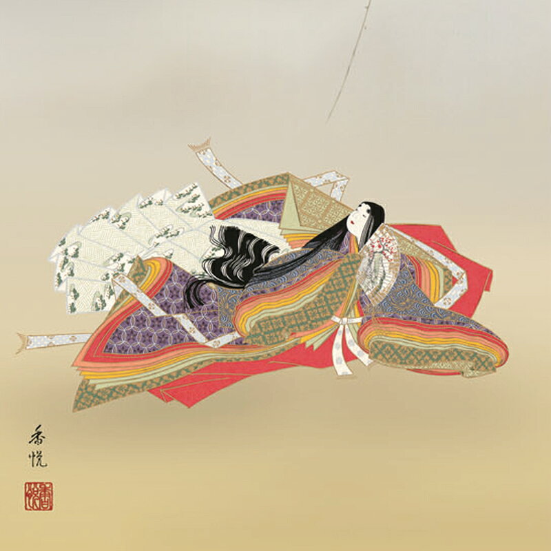 森景(もりけい)の掛け軸 高級掛軸 式部雛 尺五 幅54cm×高さ190cm 雛人形 ひな祭り 桃の節句｜アングル2