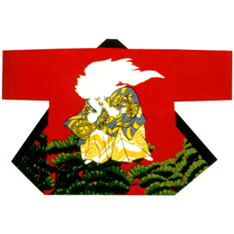 【半纏・法被】祭・踊り袢天 シャンタン生地 連獅子 赤 B9205 【お祭用品/祭用品/お祭り/祭り小物】【はっぴ・はんてん・半被・袢纏】