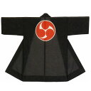 【半纏・法被】ポリエステル絽かけ袢天 身丈100cm 黒 右三つ巴 B9792 【お祭用品/祭用品/お祭り/祭り小物】【はっぴ・はんてん・半被・袢纏】
