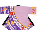 【半纏・法被】シルクプリント袢天 セット帯付 紫 桜 B9508 【お祭用品/祭用品/お祭り/祭り小物】【はっぴ・はんてん・半被・袢纏】
