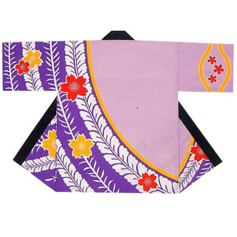 【半纏・法被】シルクプリント袢天 セット帯付 紫 桜 B9508 【お祭用品/祭用品/お祭り/祭り小物】【はっぴ・はんてん・半被・袢纏】