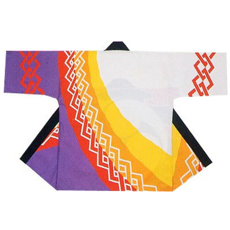 【半纏・法被】シルクプリント袢天 吉原 紫/橙/黄/白 B9077 【お祭用品/祭用品/お祭り/祭り小物】【はっぴ・はんてん・半被・袢纏】