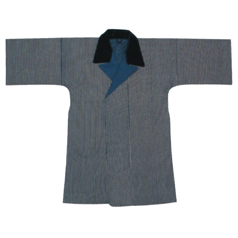 袢天コート メーカー在庫限り ポケット付き濃紺縞 B582【お祭用品/祭用品/お祭り/祭り小物】【はっぴ・はんてん・半被・袢纏】