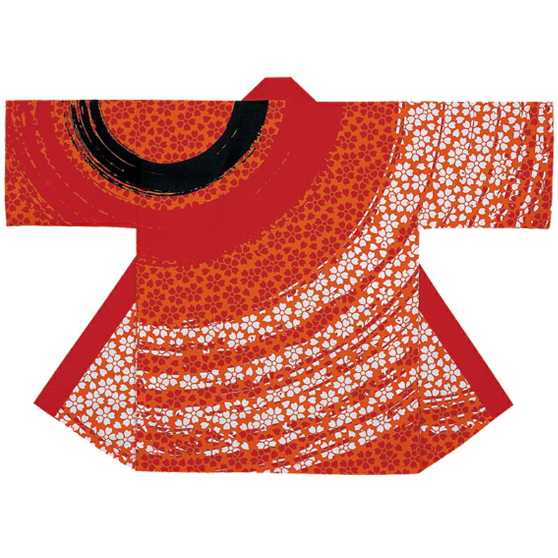 プリント袢天 桜 赤/橙/白 E7491【お祭用品/祭用品/お祭り/祭り小物/はっぴ/はんてん】