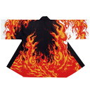 プリント袢天 炎 黒/赤/白 E7484【お祭用品/祭用品/お祭り/祭り小物/はっぴ/はんてん】