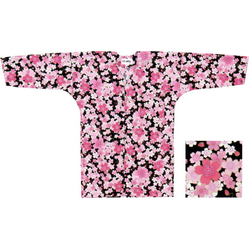 【お祭り用品・衣装】鯉口シャツ 黒地 桜 S-3L B618 【お祭り用品・衣装】鯉口シャツ 黒地 桜 S-3L B618