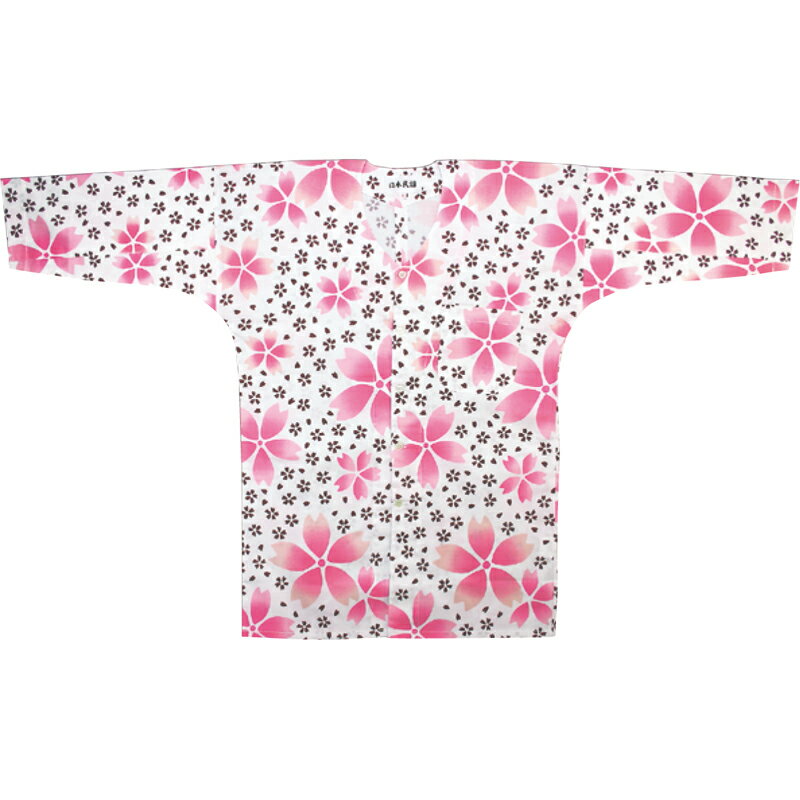 【お祭り用品・衣装】鯉口シャツ 白 大桜 S-LL D5788