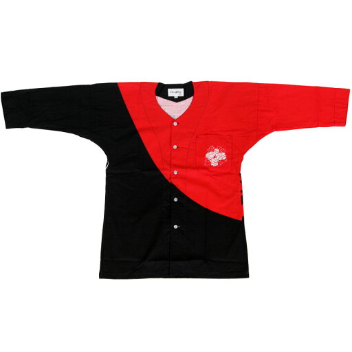 【お祭り用品・衣装】鯉口シャツ 黒/赤 牡丹 M-LL B686 【お祭り用品・衣装】鯉口シャツ 黒/赤 牡丹 M-LL B686