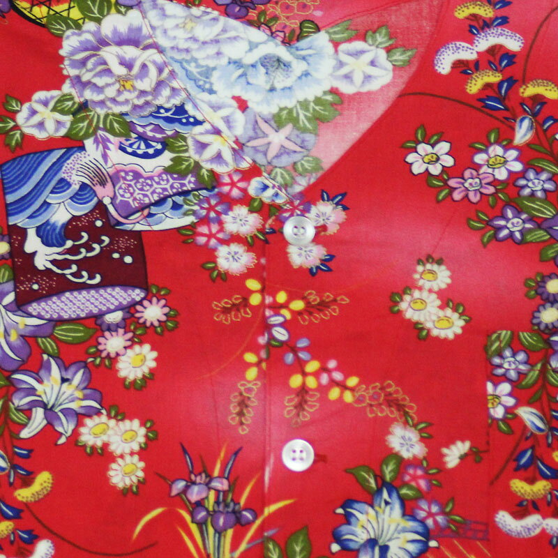 【お祭り用品・衣装】鯉口シャツ 花柄 S-3L B608