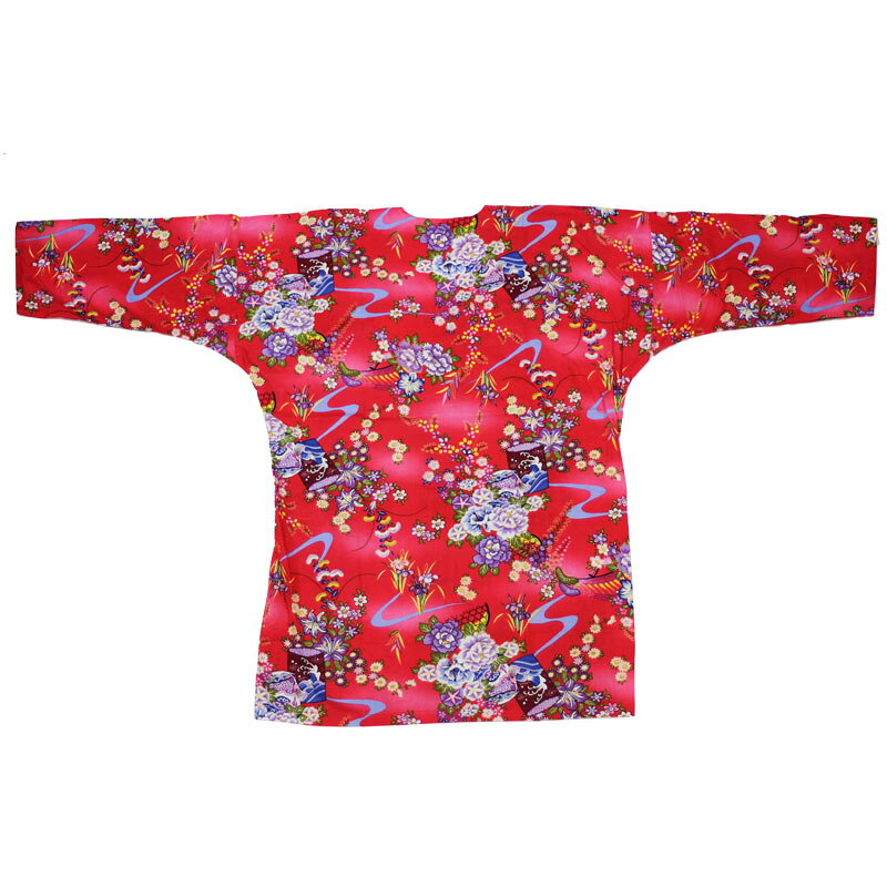 【お祭り用品・衣装】鯉口シャツ 花柄 S-3L B608