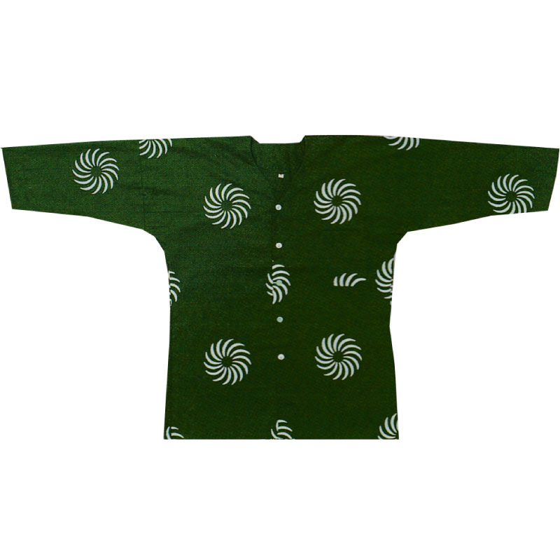 【お祭り用品・衣装】鯉口シャツ 獅子毛 濃緑 S-3L B680