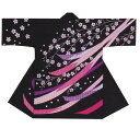 長袢天 黒 熨斗/桜 B8522【よさこい/踊り衣裳/祭用品/お祭り/祭り小物】【はっぴ・はんてん・半被・袢纏】