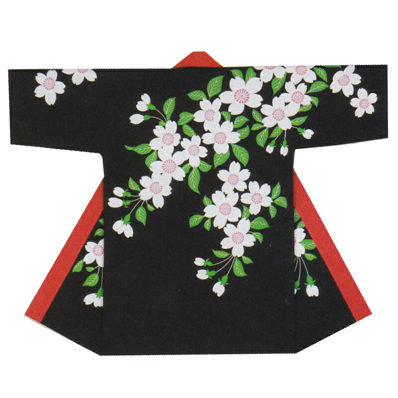 長袢天 黒 桜 メーカー在庫限り B8561【よさこい/踊り衣裳/祭用品/お祭り/祭り小物】【はっぴ・はんてん・半被・袢纏】