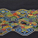 金襴 生地 西陣織 もりさん 露芝地紋に向い花紋 黒 不織布無し 50cm単位切り売り V 金襴 生地 和柄 生地 つまみ細工 金襴織物