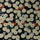 金襴 生地 菊尽くし 黒 不織布付き 142 和柄生地 つまみ細工 和風生地 和柄 金襴
