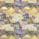 金襴 生地 平安絵巻柄 黒 不織布付き 83 和柄生地 つまみ細工 和風生地 和柄 金襴