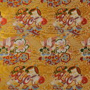 金襴 生地 大宝尽くし 金茶色 不織布付き 161 和柄生地 つまみ細工 和風生地 和柄 金襴