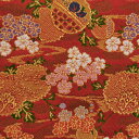 金襴 生地 雪輪桜 赤 不織布付き 5 和柄生地 つまみ細工 和風生地 和柄 金襴