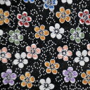 金襴 生地 西陣織 小花散し 濃紺 不織布無し r 和柄生地 つまみ細工 和風生地 和柄 金襴