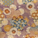 金襴 生地 西陣織 花寄せ 紫 不織布付き a-1 和柄生地 つまみ細工 和風生地 和柄 金襴