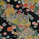 金襴 生地 西陣織 流れ小花散し 濃紺 不織布無し q-2 和柄生地 つまみ細工 和風生地 和柄 金襴