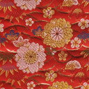 金襴 生地 西陣織 唐華 朱赤色 不織布貼貼り無し s 和柄生地 つまみ細工 和風生地 和柄 金襴