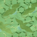 金襴 生地 西陣織 破れ蜀江に群鶴 緑 不織布無し d-2 和柄生地 つまみ細工 和風生地 和柄 金襴