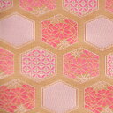 金襴 生地 西陣織 もりさん 亀甲菊 ピンク色 M 経机敷 不織布貼り無し 和柄 織物