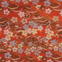 金襴 生地 小桜露芝金 赤 不織布無し 369 和柄生地 つまみ細工 和風生地 和柄 金襴