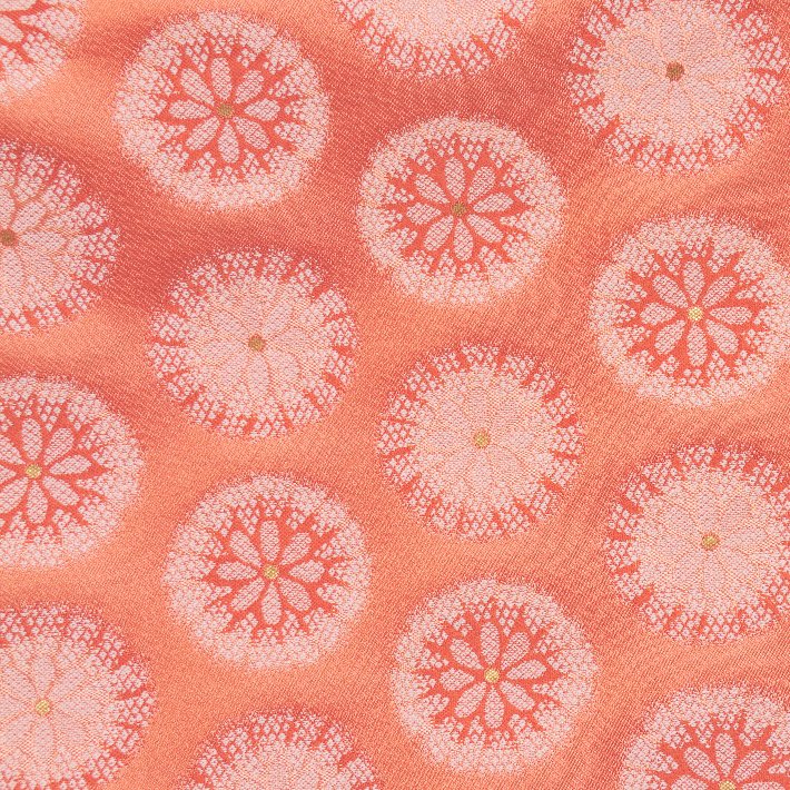 金襴 生地 有職花丸花火柄 ローズ系の色 不織布貼り無し 542 和柄生地 つまみ細工 和風生地 和柄 金襴