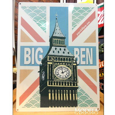 ブリキ看板　BIG BEN ビッグベン 時計台　アメリカ雑貨/アメ雑貨/ガレージ/インテリア/レトロ/ブリキプレート